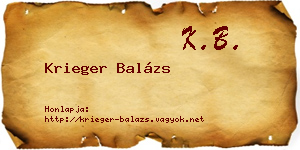 Krieger Balázs névjegykártya