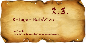 Krieger Balázs névjegykártya
